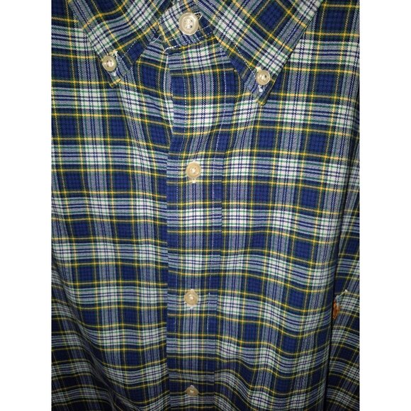 Ralph Lauren Mens 3XLT Classic Fit Button-Down Plaid Shirt Navy/Yellow - Picture 4 of 10